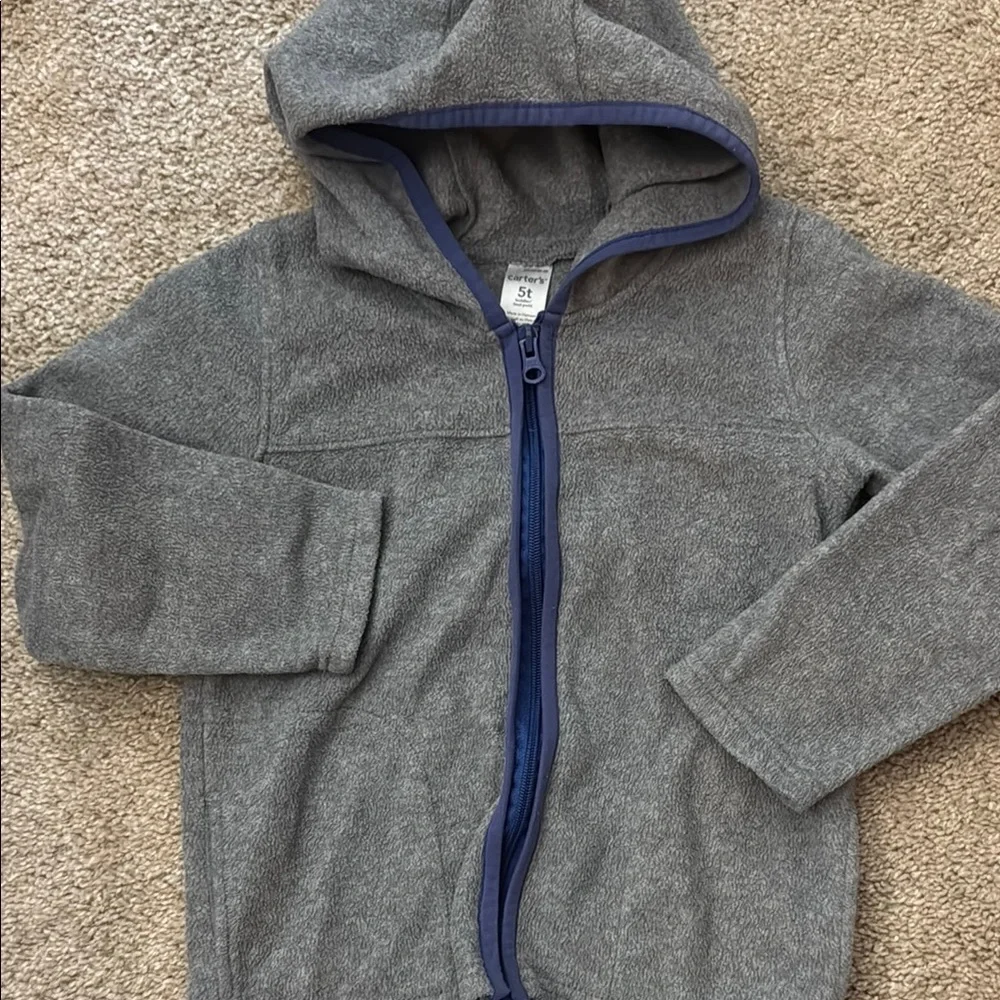 Gray Kids Hoodie with Blue Trim 5t - Picture 2 of 3